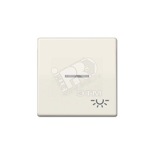 Клавиша для выключателя с окошком для подсветки и символом  свет   слоновая кость