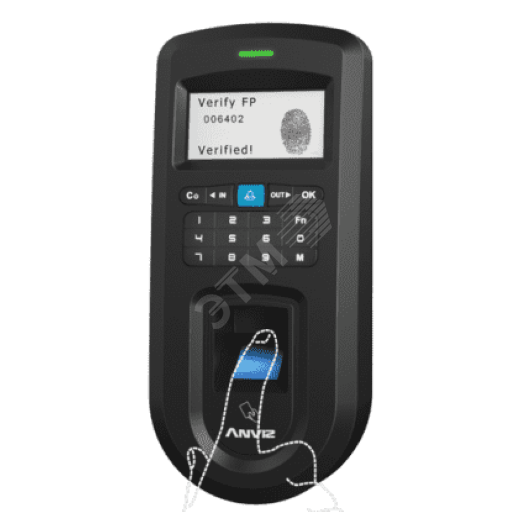 Считыватель-контроллер отпечатков пальцев и карт (EM или опционально Mifare) с клавиатурой, отпечатков — 2000, событий - 50000, опт. Сенсор. USB, TCP/IP, Wiegand (26/34 бит), IP53