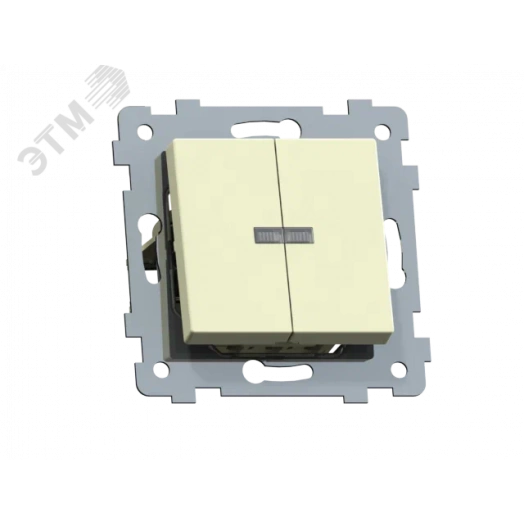 Аксиома Механизм выключателя двухклавишного скрытой установки со светоиндикацией С510-450,  слоновая кость