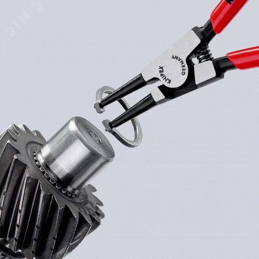 Щипцы для внешних стопорных колец прямые губки посадочный размер 10-25мм диаметр наконечников 13мм L=140мм Cr-V обливные рукоятки блистер цвет черный