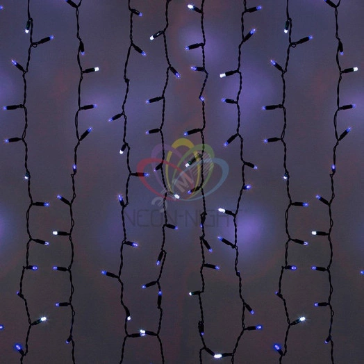 Гирлянда профессиональная Светодиодный Дождь 2х3м эффект мерцания черный провод 220В синий