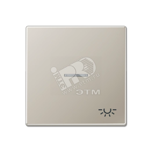 Клавиша для выключателя с подсветкой и символом  освещение   благородная сталь