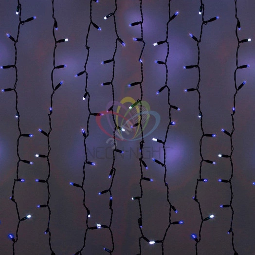 Гирлянда профессиональная Светодиодный Дождь 2х1.5м эффект мерцания черный провод 220В синий