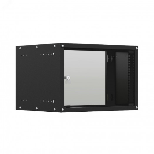 Шкаф настенный телекоммуникационный NTSS LIME 18U 550х600х900мм, 2 профиля 19, дверь стеклянная, боковые стенки несъемные, разобранный, черный RAL 9005