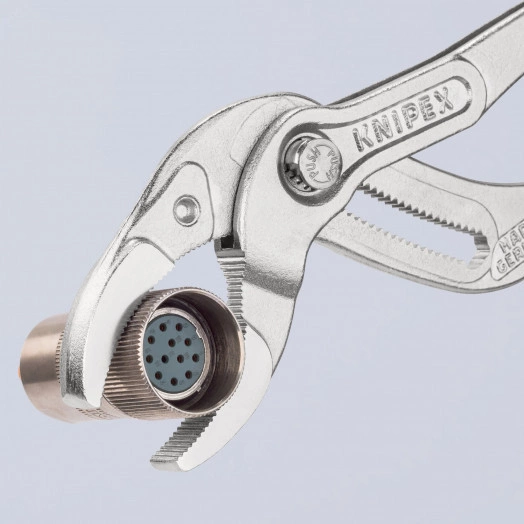 Клещи переставныеавные трубные захватные 25-80мм для сифонов масляных фильтров пластмассовых труб L=250мм Cr-V хромированные блистер