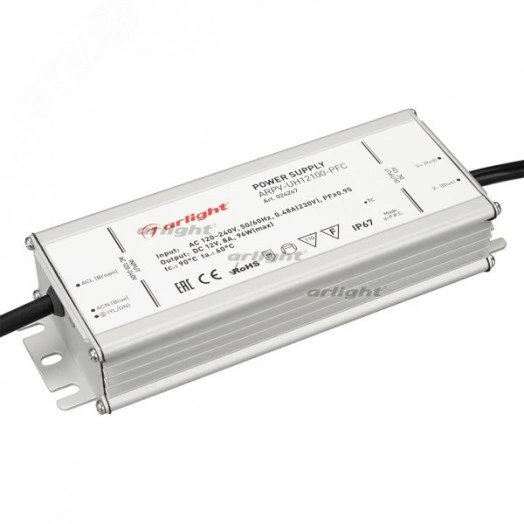 Блок питания ARPV-UH12100-PFC (12V, 8.0A, 96W) (ARL, IP67 Металл, 7 лет)