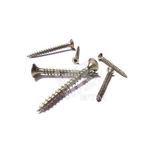 Шуруп универсальный 6х40 потайная головка, остроконечный, желтопассивированный (100шт) - коробка