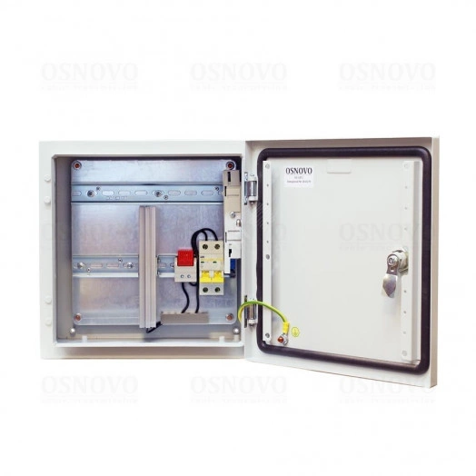 Станция уличная с термостабилизацией и оптическим кроссом. Встроенные DIN-рейки верхняя - 210мм, нижняя - 60мм.