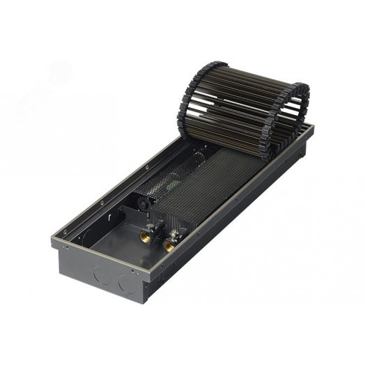 Конвектор внутрипольный КРК 20.11.590 П  с естественной конвекцией (решетка роликовая, черное анодирование)