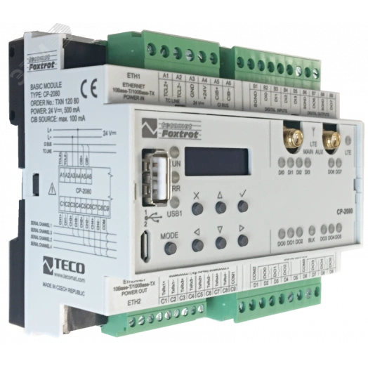 Центральный контроллер CP-2080 LTE CP-2080, CPU/1core, 2xETH100/10, LTE, 128kB databox, LCD-7mm, CH1-4, 4x DI, 6x RO, 2x DO, 1xCIB