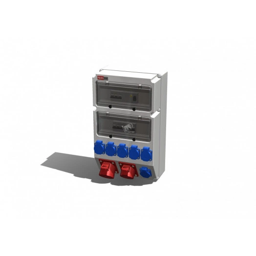 Устройство распределительное AlpenBox настенное пластик IP44 63A корпус 297х504х177 серый