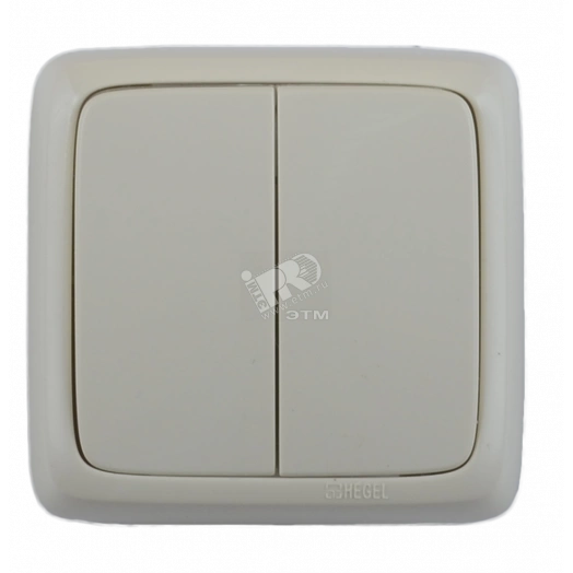 Выключатель двухклавишный наружный с изоляционной пластиной слоновая кость 10А