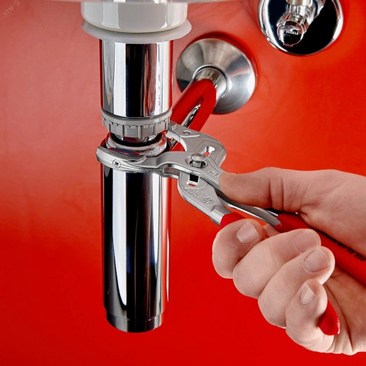 Клещи переставныеавные трубные захватные 10-75мм для сифонов масляных фильтров пластмассовых труб L=250мм пластиковые насадки на губках Cr-V хромированные