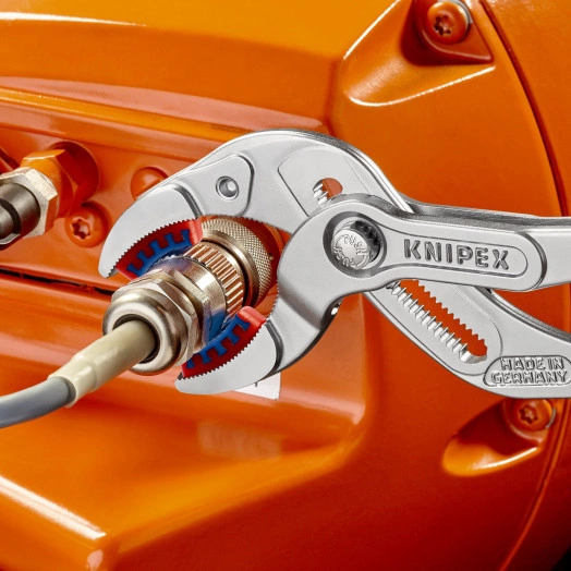 Клещи переставныеавные трубные захватные 10-75мм для сифонов масляных фильтров пластмассовых труб L=250мм пластиковые насадки на губках Cr-V хромированные