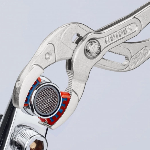 Клещи переставныеавные трубные захватные 10-75мм для сифонов масляных фильтров пластмассовых труб L=250мм пластиковые насадки на губках Cr-V хромированные