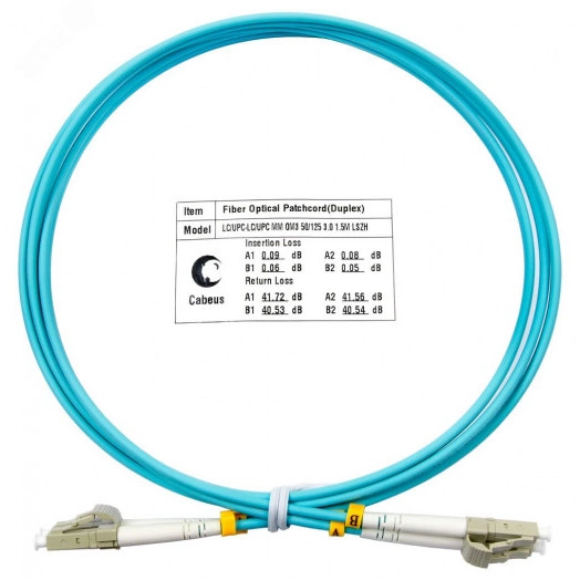 Шнур оптический duplex 1,5м LC-LC 50/125 mm OM3 LSZH FOP-50-LC-LC-1,5m