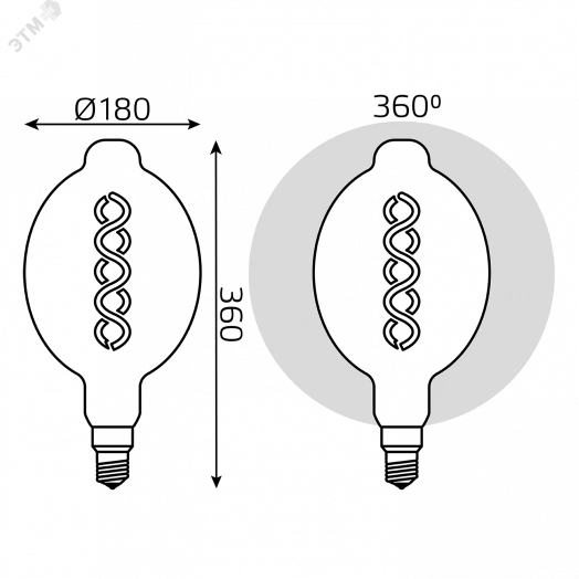 Лампа светодиодная LED 8 Вт 620 Лм 2400К теплая Е27 BT180 golden flexible Filament Gauss