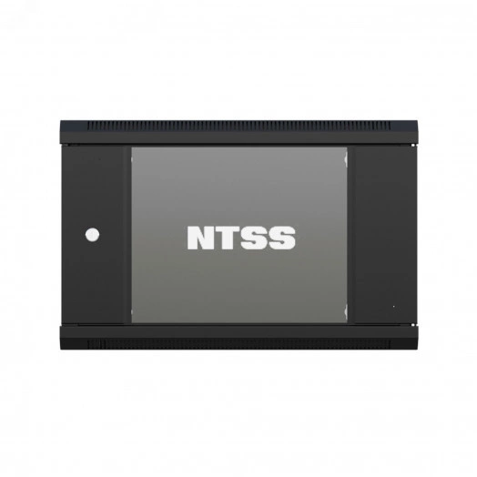 Шкаф настенный телекоммуникационный NTSS W 12U 600х450х635мм, 2 профиля 19, дверь стеклянная, боковые стенки съемные, задняя стенка, разобранный, черный RAL 9005