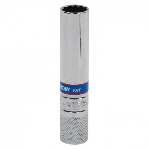 Головка свечная двенадцатигранная 3/8', 14 мм, L = 90 мм, резиновый фиксатор