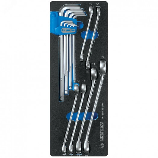 Набор разрезных ключей и шестигранники Г-образные, ложемент, 15 предметов