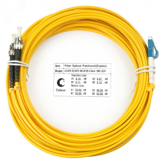 Шнур оптический duplex 15м LC-ST 9/125 sm  LSZH FOP(d)-9-LC-ST-15m