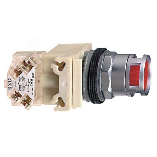 Кнопка с подсветкой 30мм красная 230В