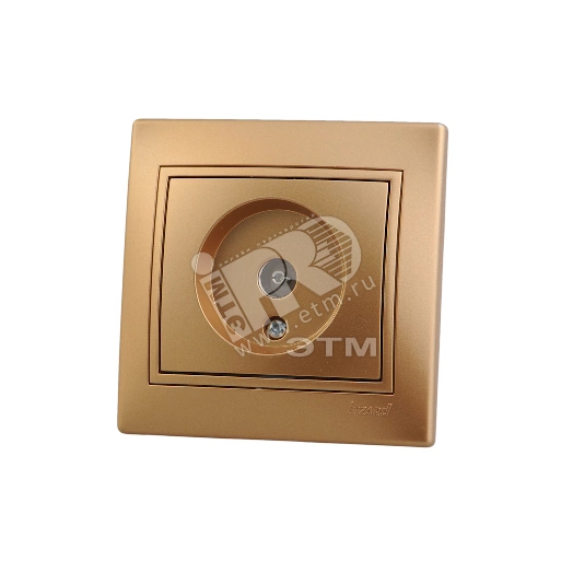 Мира Розетка ТВ проходная металлик золото с вставкой