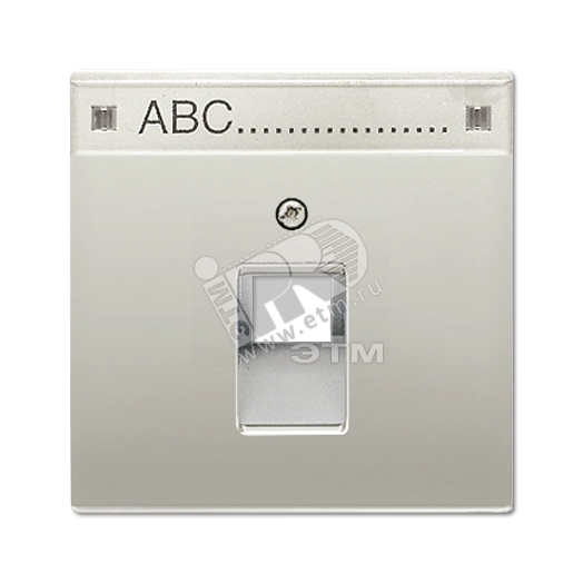 Крышка для ординарной телефонной и компютерной розетки UAE с полем для надписи  благородная сталь