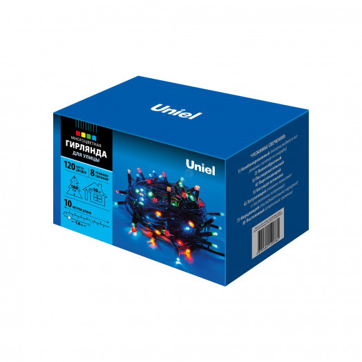 Гирлянда светодиодная с контроллером 10м 120 светодиодов Разноцветный свет Провод черный ULD-S1000-120/DBA MULTI IP67