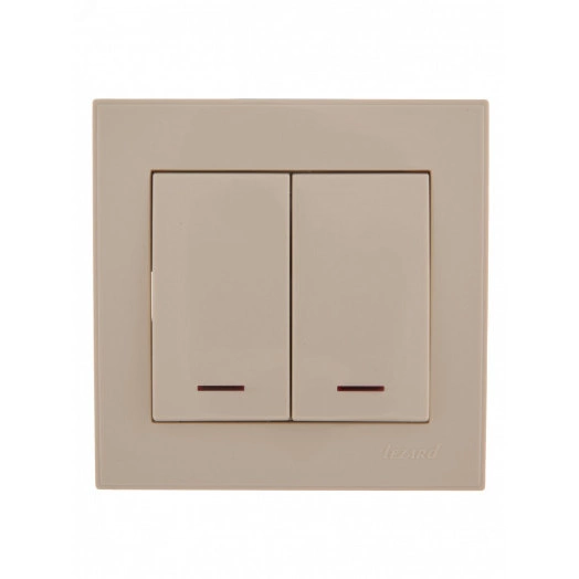 Выключатель RAIN двойной с подсветкой крем