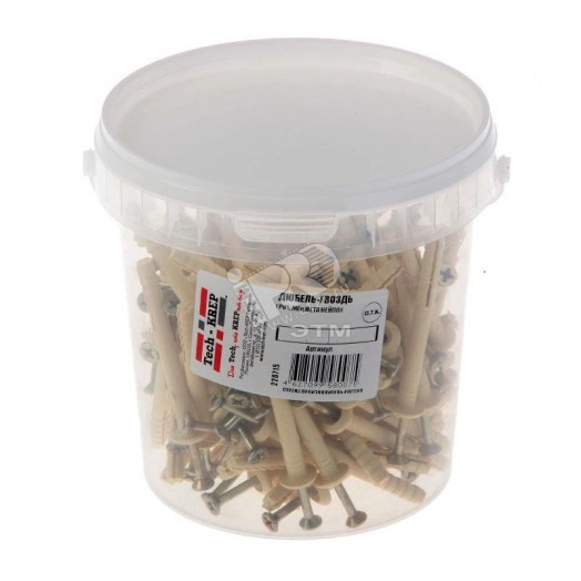 Дюбель-гвоздь 6х40 цилиндрический бортик, нейлон (500шт)