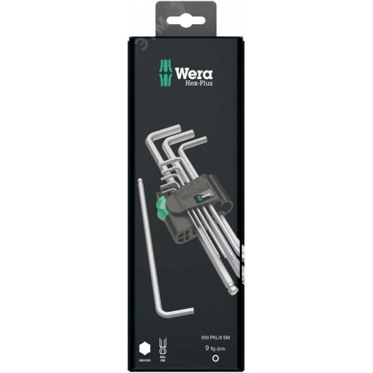 Набор Г-образных ключей 950/9 Hex-Plus 1 SB хромированных с шаром 1.5 - 10 мм 9 предметов