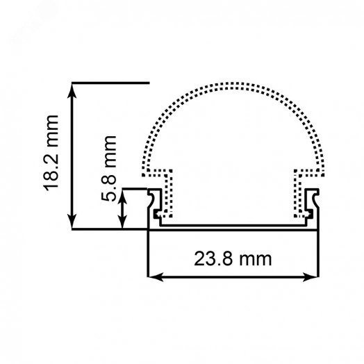 Профиль накладной алюминиевый 2м с матовым экраном 2 заглушки 4 крепежа для светодиодных лент