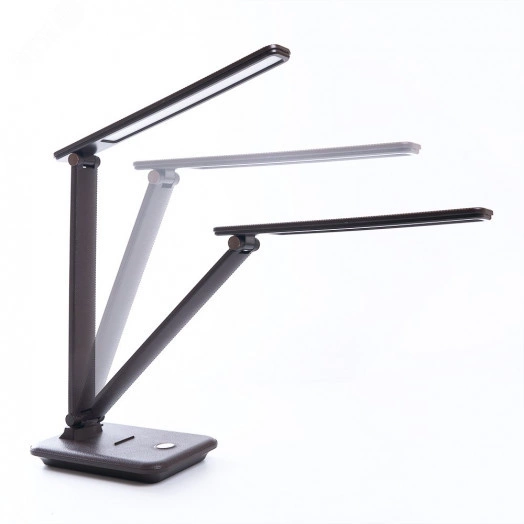 Светильник настольный светодиодный 25w 3000-6000К диммируемый с беспроводной зарядкой и USB порт складной коричневый