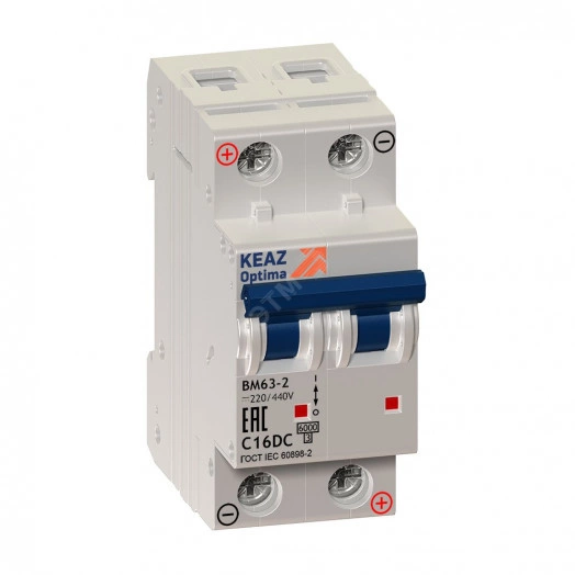 Выключатель автоматический двухполюсный 25А C 10кА DC OptiDin BM63-2C25-DC-ОМ4-РЕГ