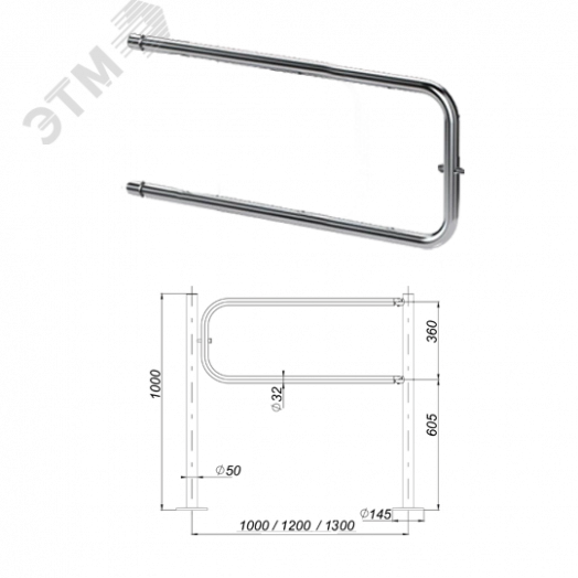 Створка ограждения поворотная длиной 1200 мм ( по центрам)