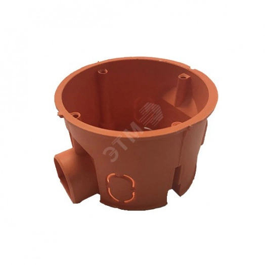 Подрозетник с кабель-каналом для сплошных стен (68х45, IP 30) без саморезов, оранжевый, негорючий, ПВ-0