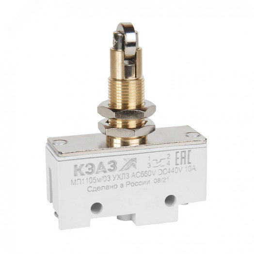 Микропереключатель МП-1105м/03 (поперечный ролик-винт)-КЭАЗ