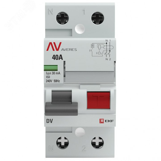 Устройство защитного отключения DV 2P 40А/30мА (AC) AVERES