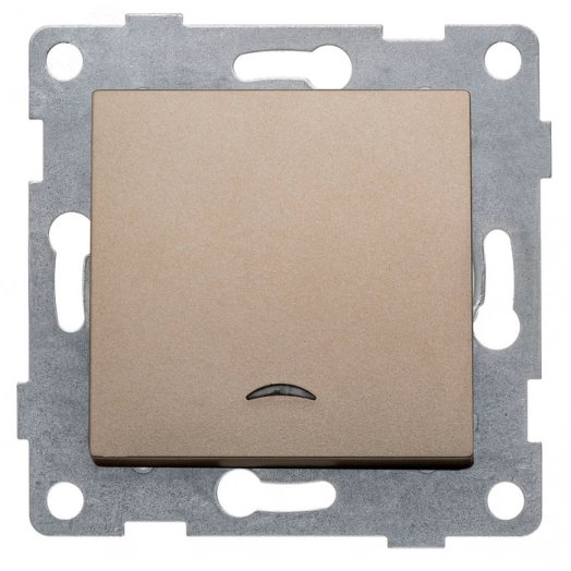 Ugra Выключатель одноклавишный со светоиндикацией, скрытая установка, 10А, 250В.  шампань