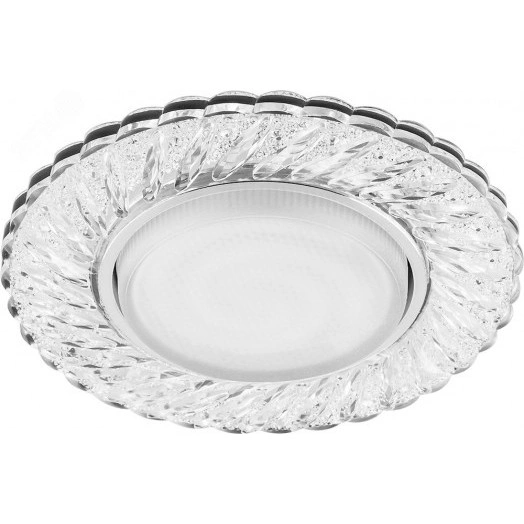 Светильник ДВО-15w GX53 без лампы со светодиодной подсветкой 6400К прозрачный хром