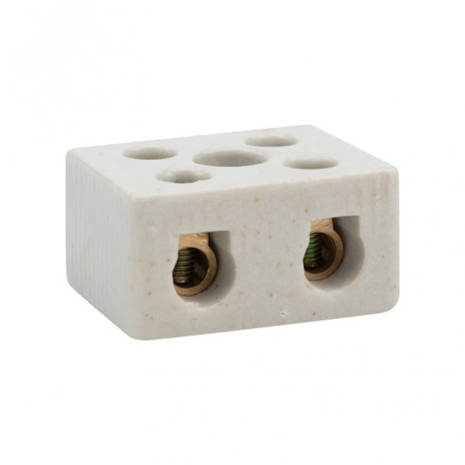 Клемма керамическая винтовая КВ 16 кв мм 2 пары контактов с крепежным отверстием