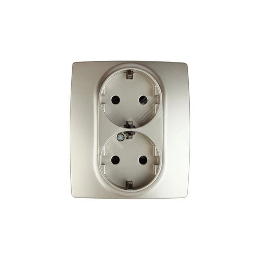 Розетка 2X2P+E Schuko со шторками, 16A-250В, Эра12, шампань, 12-2104-04