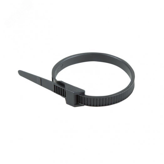 хомут-стяжкa нейлоновая усиленная с двойным горизонтальным замком 180x6,0 мм, черная, (1уп - 100шт)