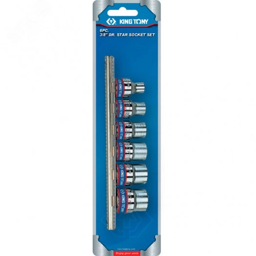 Набор торцевых головок 3/8', TORX Е-стандарт, E8-E18, 6 предметов