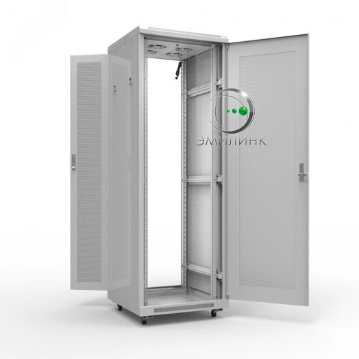 Шкаф напольный универсальный серверный NTSS R 42U 800х1000мм, 4 профиля 19, двери перфорированная и перфорированная, боковые стенки съемные, регулируемые опоры, разобранный, серый RAL 7035