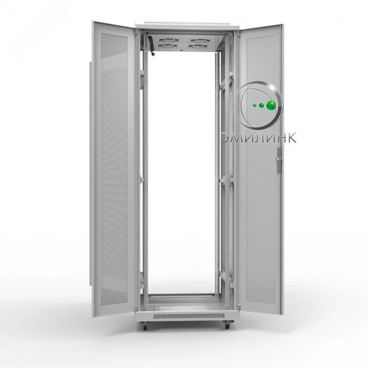 Шкаф напольный универсальный серверный NTSS R 42U 800х1000мм, 4 профиля 19, двери перфорированная и перфорированная, боковые стенки съемные, регулируемые опоры, разобранный, серый RAL 7035