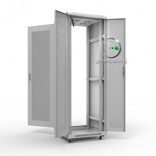 Шкаф напольный универсальный серверный NTSS R 42U 800х1000мм, 4 профиля 19, двери перфорированная и перфорированная, боковые стенки съемные, регулируемые опоры, разобранный, серый RAL 7035