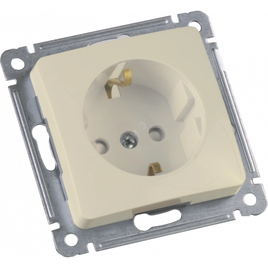 MASTER Розетка одноместная с заземляющим контактом, со шторками, скрытой установки, в рамку, слоновая кость