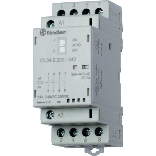 Контактор модульный 4NO 25А контакты AgNi катушка 48В АС/DC 35мм IP20 механический индикатор/LED (1шт)